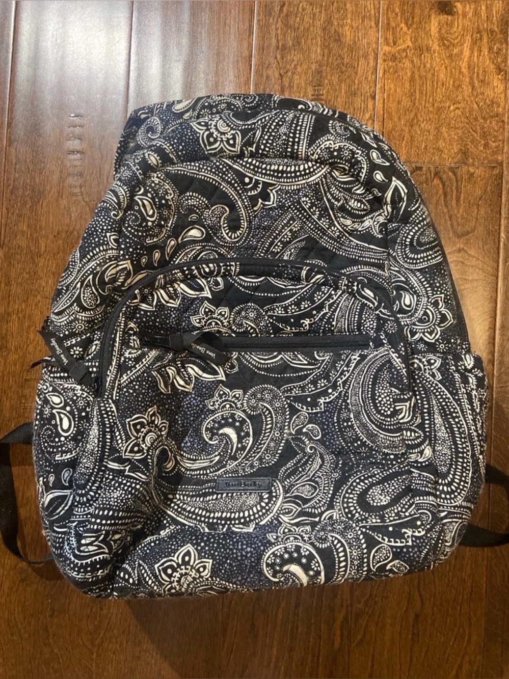 Vera Bradley Backpack black/paisley pattern quilted